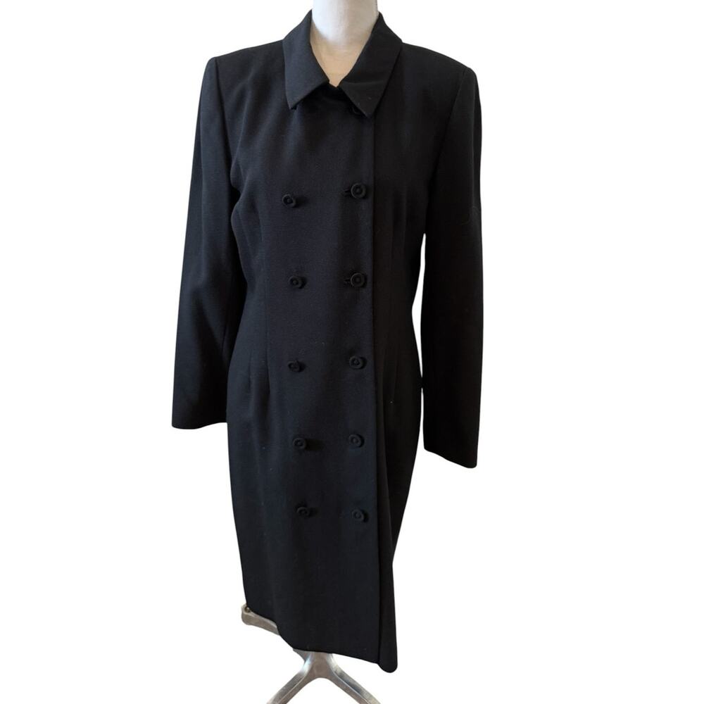 Vintage Lands End Double Breasted Year Round Wool Jacket Black 10